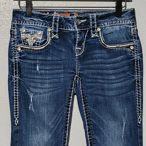 ROCK REVIVAL Betty Jeans Womens Size 23 Bootcut Y2K Bling Distressed Rhinestones - Picture 4 of 15